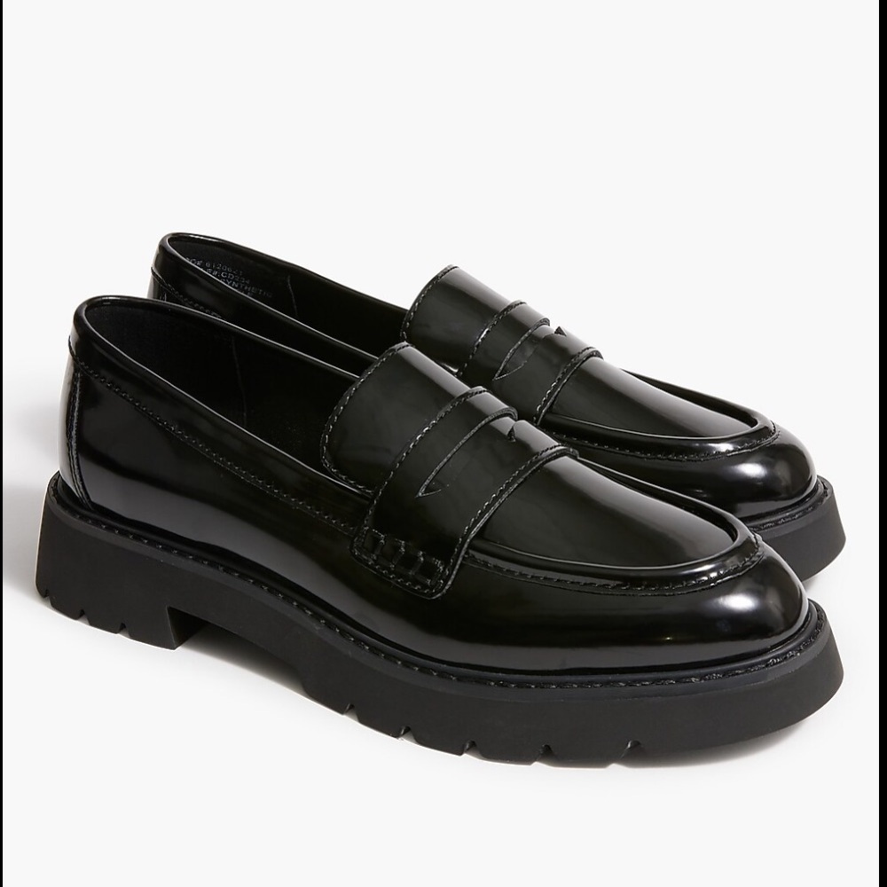 J Crew Lug-Sole Penny Loafers in Black